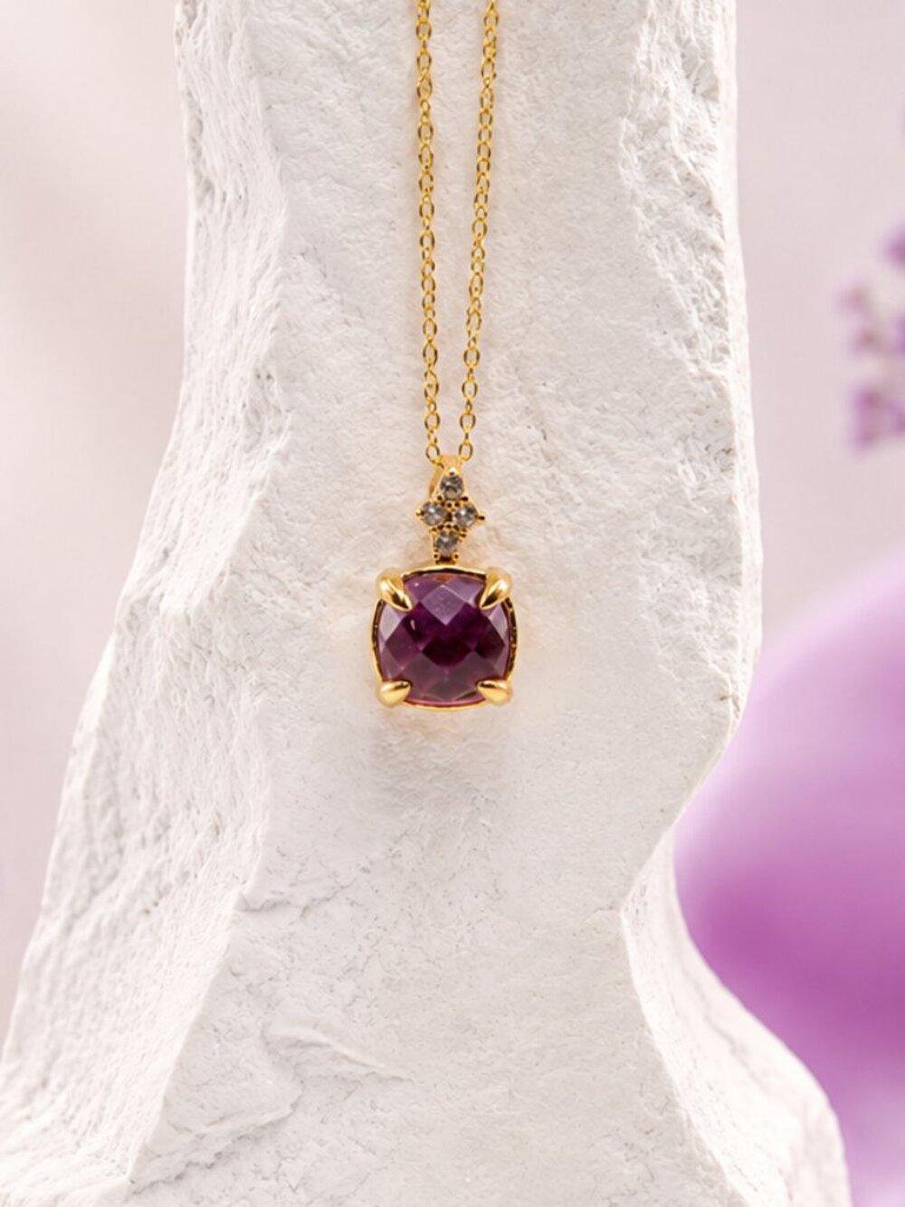 Amethyst & White Topaz Pendant Necklace